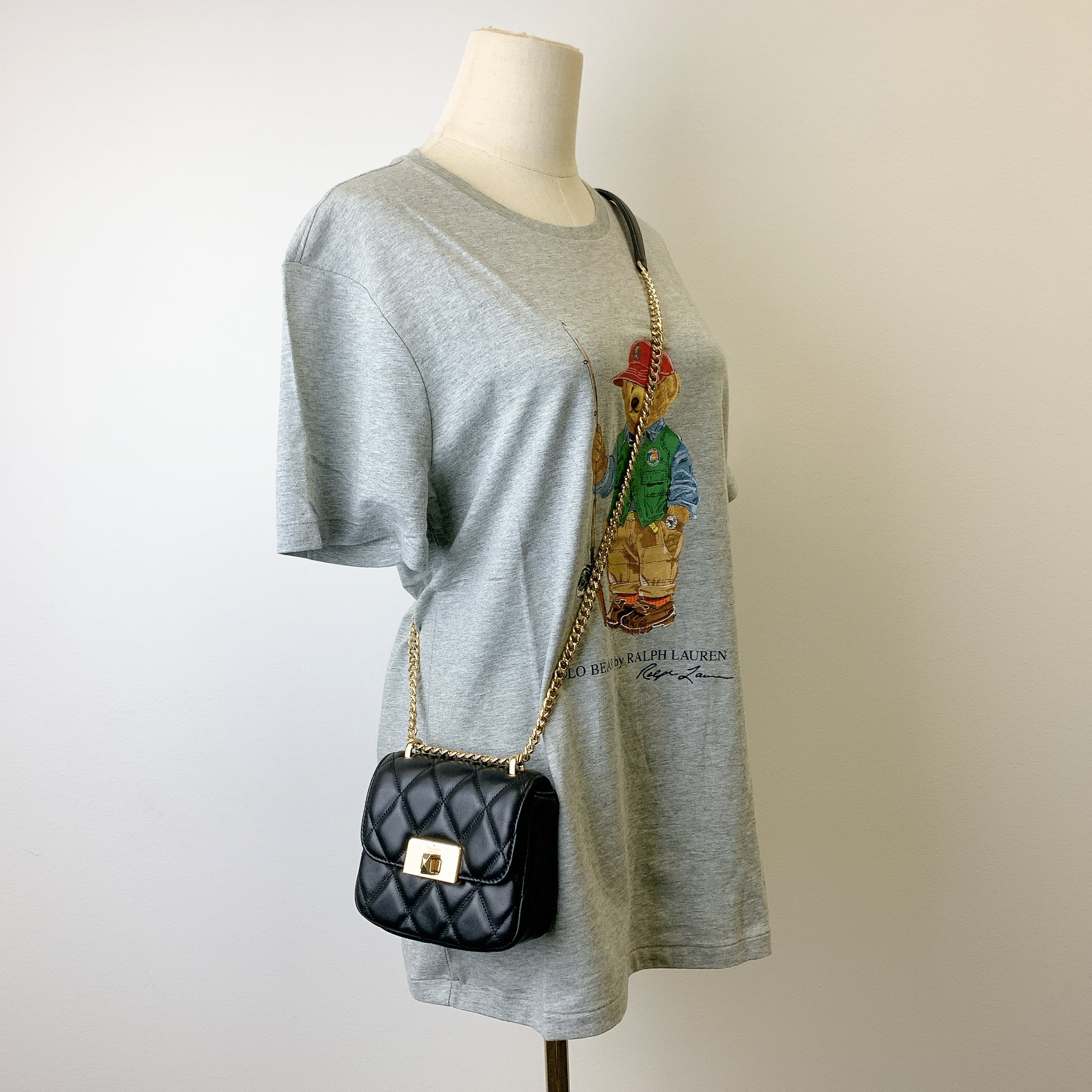 ショルダーバッグ・ポシェット Kate Spade Carey Quilted Micro Flap Crossbody KJ956 Kate Spade KJ956 Carey Quilted Micro Flap Crossbody IN Black