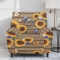 thumbnail image 2 of FOR U DESIGNS Wood Butterfly Sunflower Daisy Print Recliner Chair Covers with Arms, Polyester Lazy Boy Recliner Covers Anti-Slip Living Room Chair Protector Slipcover for Pet,Kids, 2 of 8