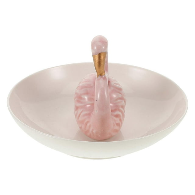 Flamingo Jewelry Tray Vibrant Porcelain Trinket Dish for Rings, Earrings & Necklaces Stylish Home Decor Organizer for Birthdays & Weddings