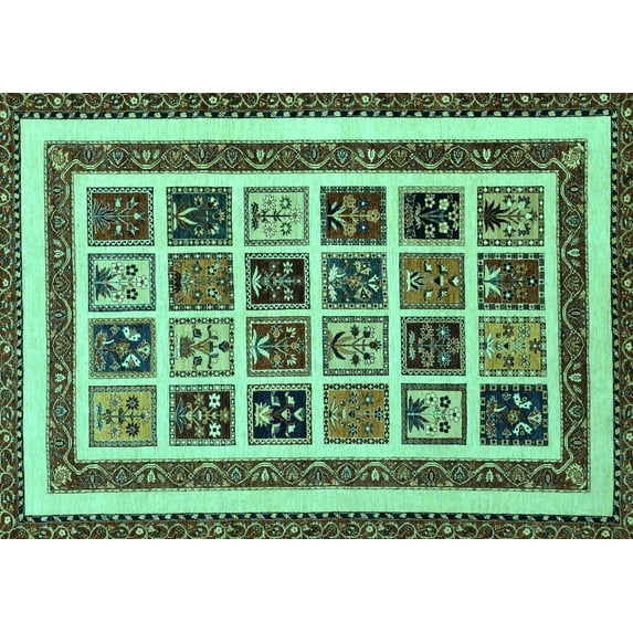 Ahgly Company Indoor Rectangle Abstract Turquoise Blue Modern Area Rugs, 7' x 10'