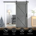 thumbnail image 2 of BALUS 42in x 84in Sliding Barn Door with 6.6ft Barn Door Hardware Kit & Handle, Pre-Drilled Ready to Assemble, DIY Unfinished Solid Spruce Wood Panelled Slab, X-Frame, Grey, 2 of 6