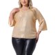 thumbnail image 1 of Top de lentejuelas para mujer de tallas grandes GRACE & GRANDEUR, con mangas 3/4, escote en V, brillo y destellos, blusas de fiesta 1X Champagne, 1 of 1