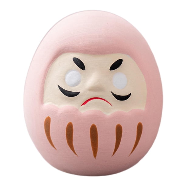 Figura de Daruma japonesa, estatua decorativa de cerámica para estantería, escritorio del hogar. Rosa