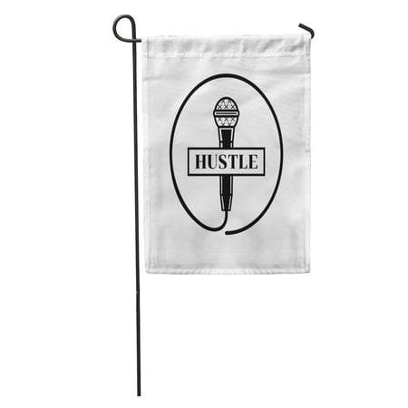 SIDONKU Good Microphone Hustle Round Wire Letter Listening Loud Minimal Music Garden Flag Decorative Flag House Banner 28x40 inch