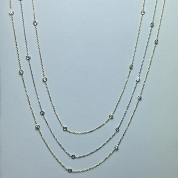 14kt yellow or white gold Cable link necklace with diamonds 16/18 inch adjustable