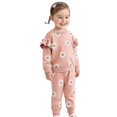 thumbnail image 5 of CPNG Toddler Infant Baby Girls and Boys Sportswear Outfits Flower Print Ruffled Long Sleeve Pullover Sweatshirt and Matching Pants 2 Piece Set, 5 of 6