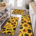 thumbnail image 2 of Green Leaf Sunflower Pattern Kitchen Rugs Sets Of 3,Kitchen Runner Rugs Non Skid Washable,Decorative Kitchen Floor Mats for Kitchen,Sink,Laundry,17"x30"+ 17"x47" + 17"x59", 2 of 6