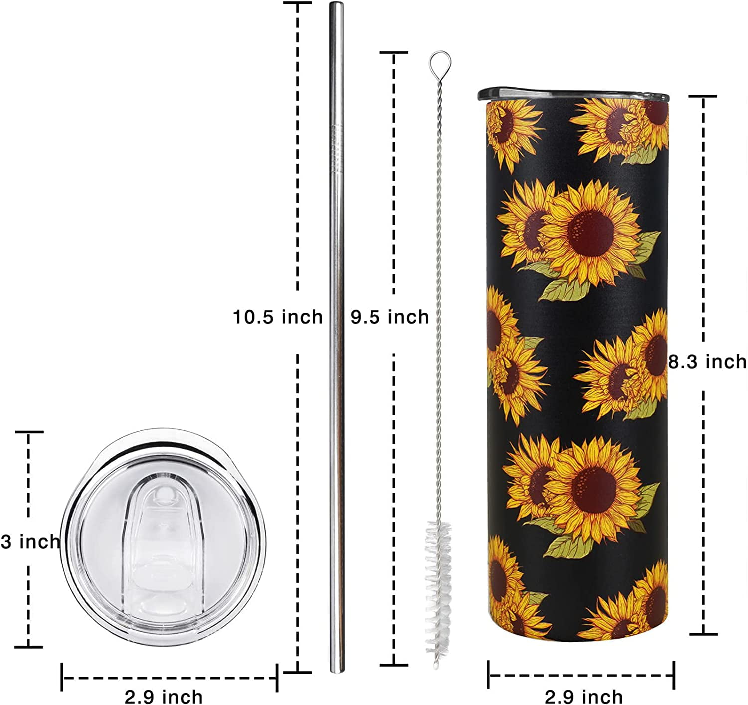 Sunflower Gnome 20 oz Tumbler, Lid, Straw and Gift Box – Mackinac