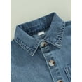 thumbnail image 6 of Toddler Boys Summer Casual Denim Shirt Solid Color Short Sleeve Button Down T-shirt, 6 of 10