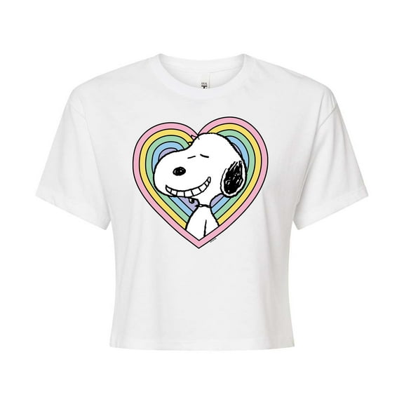 Peanuts - Snoopy Heart - Juniors Cropped Cotton Blend T-Shirt