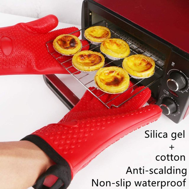 Guante de cocina XianweiShao anti calor silicona para barbacoa algodón antideslizante resistente al calor 1 par