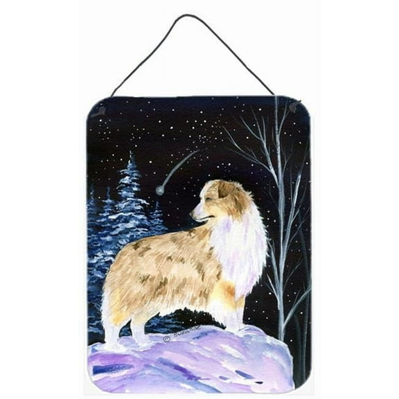 Starry Night Australian Shepherd Aluminium Metal Wall Or Door Hanging Prints