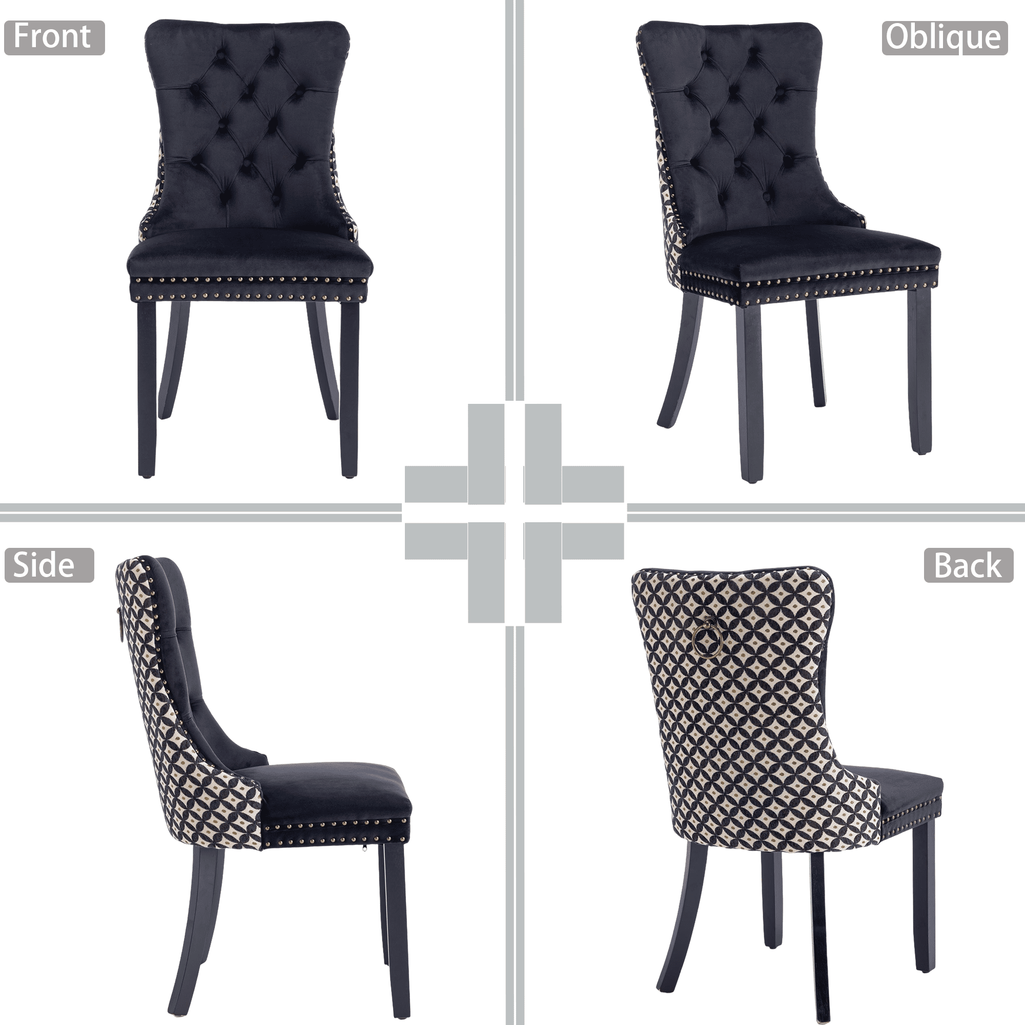 Velvet Tufted Dining Chairs Set of 6, Upholstered Accent Chairs with Solid Wood Frame for Kitchen & Dining Room