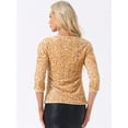 thumbnail image 3 of DARING DIVA Women's Sparkle Sequin Velvet Cut Out Half Sleeve Blouse L Gold, 3 of 6