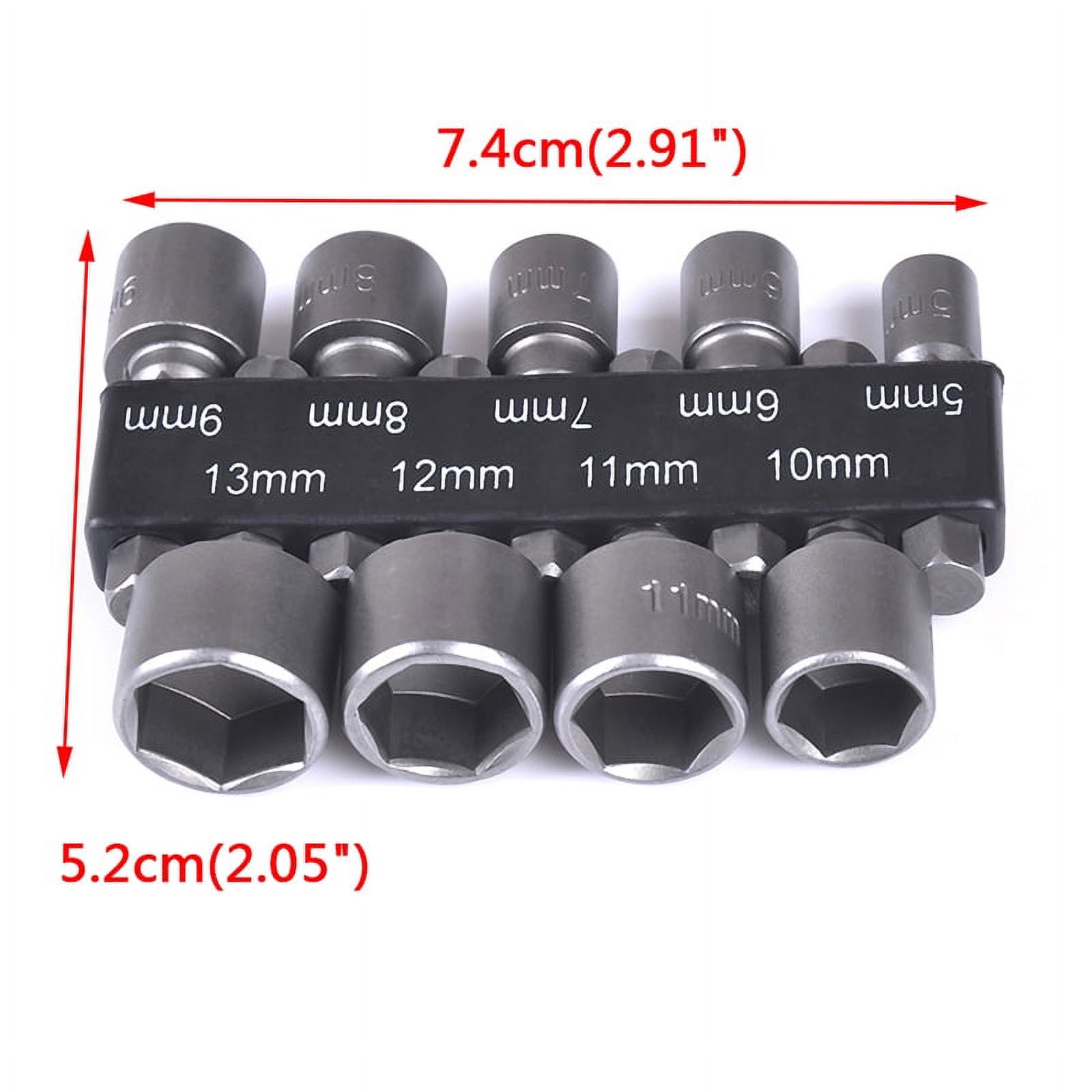 5-13mm Metric Power Nut Driver Drill Bit Set, 1/4" Hex Shank Socket Wrench Bits For Drilling And Driving