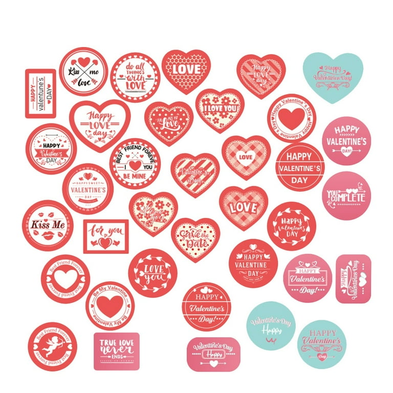 20 Sheets Valentine's Day Wrapping Stickers Heart-Shaped Gift Decorative Stickers Valentine's Day Themed Stickers Self-A