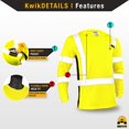 thumbnail image 4 of KwikSafety (Charlotte, NC) OPERATOR Long Sleeve Safety Shirt (w/ POCKET & Solid Reflective Tape) Class 3 ANSI OSHA Custom High Visibility Construction Security Hi Viz Clothing Gear Men | Yellow Small, 4 of 7