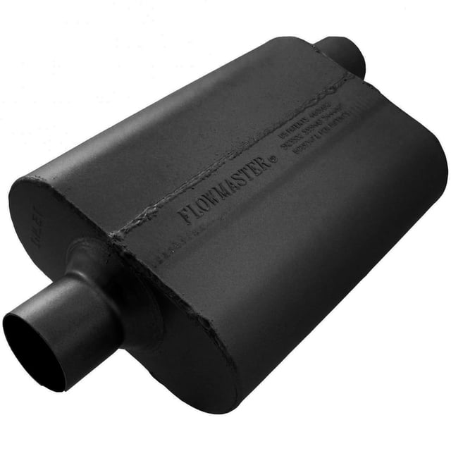 Ford Mustang Flowmaster 2015-2015 Silencieux d'Échappement 942542 Série 40 Delta Flow; Entrée Centrale Simple 2-1/2 Pouces; Sortie Déportée Simple 2-1/2 Pouces; Corps 13 Pouces/longueur Totale 13 Pouces