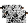 thumbnail image 2 of FREEAMG Black Palm Leaf Outline Storage Basket, Durable Canvas Organizer With Handles Large Collapsible Storage Bins Boxes for Home Office - 2 Pack, 2 of 7