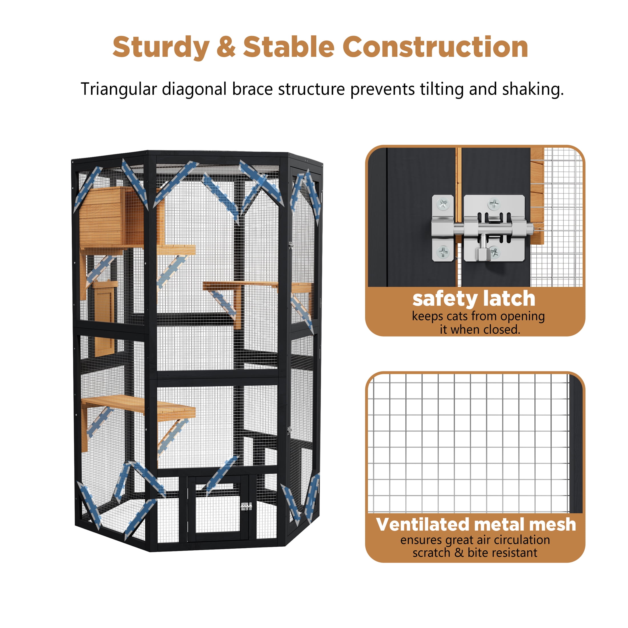 Catio Outside Cat Enclosure Window for Indoor Cats,Large Walk-In Cat Cage with Weatherproof for Multiple Cats