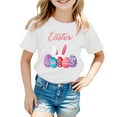 thumbnail image 1 of MIASHUI T-Shirt à Manches Courtes pour Enfants Joyeuses Pâques Imprimé Œuf Bunny, Blanc, 12-13 Ans, 1 of 4