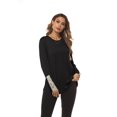 thumbnail image 3 of Woman Crew neck long sleeve stitching lace Top, 3 of 7