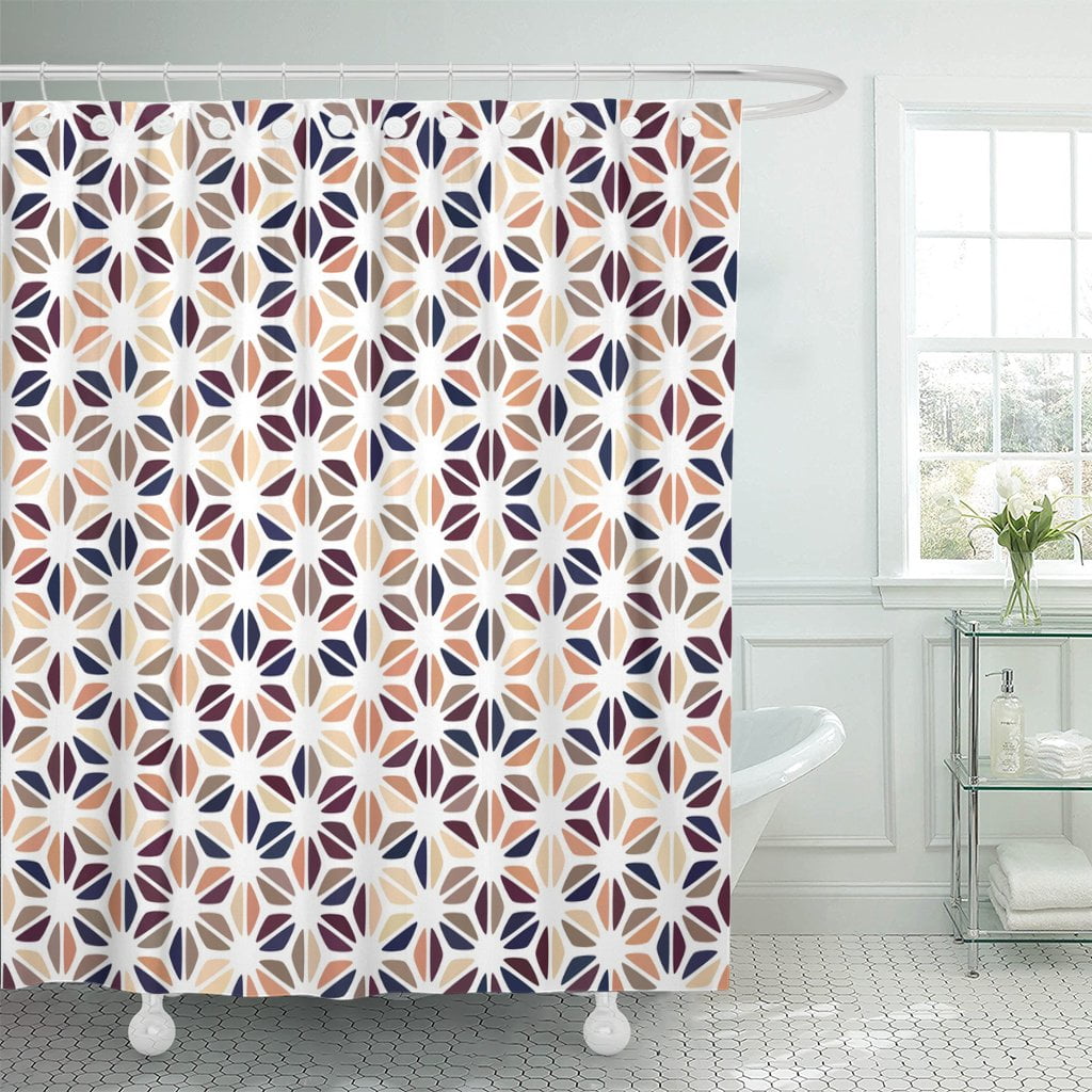 PKNMT Beige Brown Blush Plum Navy Blue Gradient Spot Shower Curtain 60x72 inches