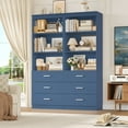 thumbnail image 4 of Homfa 71" Tall Bookcases with 3 Large Drawers, 3 Tier Wooden Storage Bookshelf for Living Room Home Office, Blue, 4 of 7