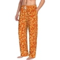 thumbnail image 2 of Sigee Orange Glitter Print Men's Pajama Pants - Soft Lounge Sleep Bottoms with Elastic Waistband and Pockets-Medium, 2 of 9