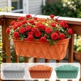 thumbnail image 1 of TTJ Flower Pots Outdoor Plantsers Rectangular Plastic Wall Mount Planter Basket with Faux Leather Texture Weather Resistants Window Box Planter for Indoor Outdoor Balcony Patio and Garden Dec, 1 of 7