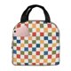 thumbnail image 1 of Fotbe Floral Checkerboard Bolsa Térmica con Estampado y Forro de Aluminio Grueso Bolsa de Almuerzo con Bolsillo Frontal para Hombres y Mujeres, Ideal para Trabajo, Escuela, 1 of 8