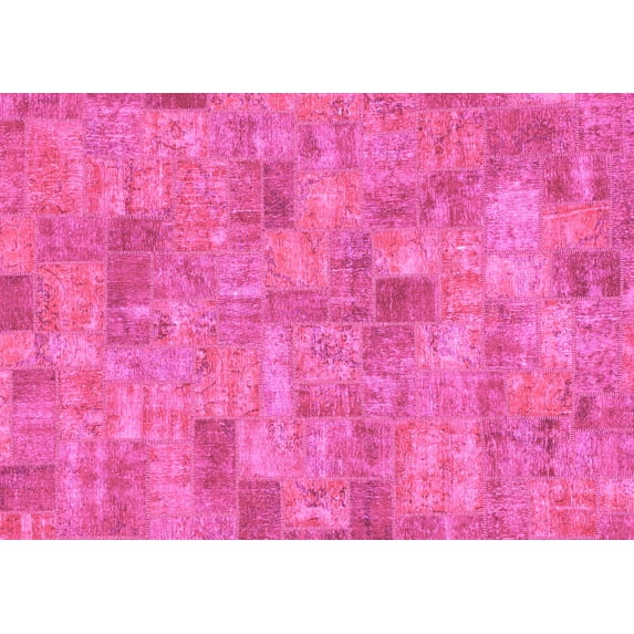 Ahgly Company Indoor Rectangle Patchwork Pink Transitional Area Rugs, 6' x 9'
