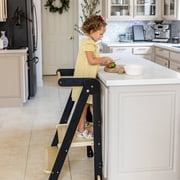 HARPPA Foldable Toddler Kitchen Tower, Standing Tower for Kids Age 1.5-6 Years, Black