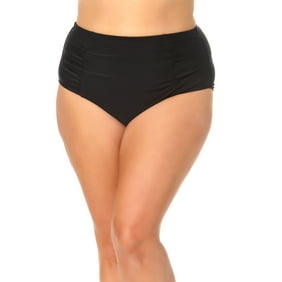 Terra & Sky Women's Plus Ruched High Waist Bikini Bottom