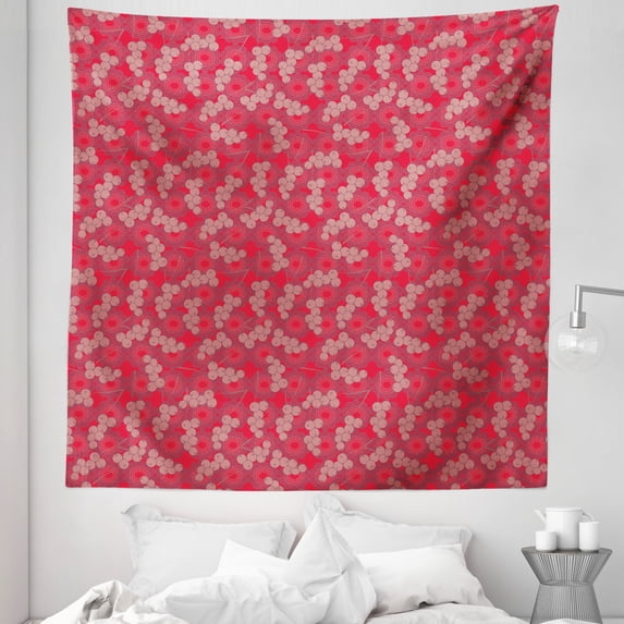 Cranberry Tapestry, Vintage Berry Branches Victorian Classic Baroque Rococo Motifs Backdrop, Fabric Wall Hanging Decor for Bedroom Living Room Dorm, 5 Sizes, Dried Rose Hot Pink, by Ambesonne