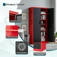 thumbnail image 3 of MIIIKO Metal Storage Cabinet with Locking Doors, Black Red Garage Lockable Steel Cabinets with 4 Doors and 5 Shelves for Home, Garage, Pantry Workshop Warehouse, 3 of 7