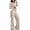 Beige, variant on EazyTech Women's Casual 2 Piece Outfit Long Sleeve Button Down Cardigan and Loose Wide Leg Cargo Pants Set With Pockets Tracksuit