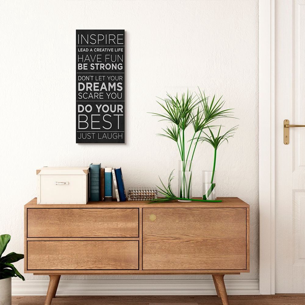 Stupell Industries Inspire Family Home Inspirational Word Black And White Design Canvas Wall Art by SD Graphics Studio