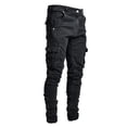 thumbnail image 2 of B91xZ Mens Ripped Jeans High Waist Straight Leg Denim Pants,Black XL, 2 of 5
