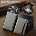 thumbnail image 2 of AutSpace Funda para Apple iPhone 17 Pro Max, Bloqueo RFID, Cuero PU, Compatible con MagSafe, Billetera Desmontable 2 en 1 con Tarjetero, Soporte, Cubierta Protectora Magnética, Gris, para iPhone 17 P, 2 of 10