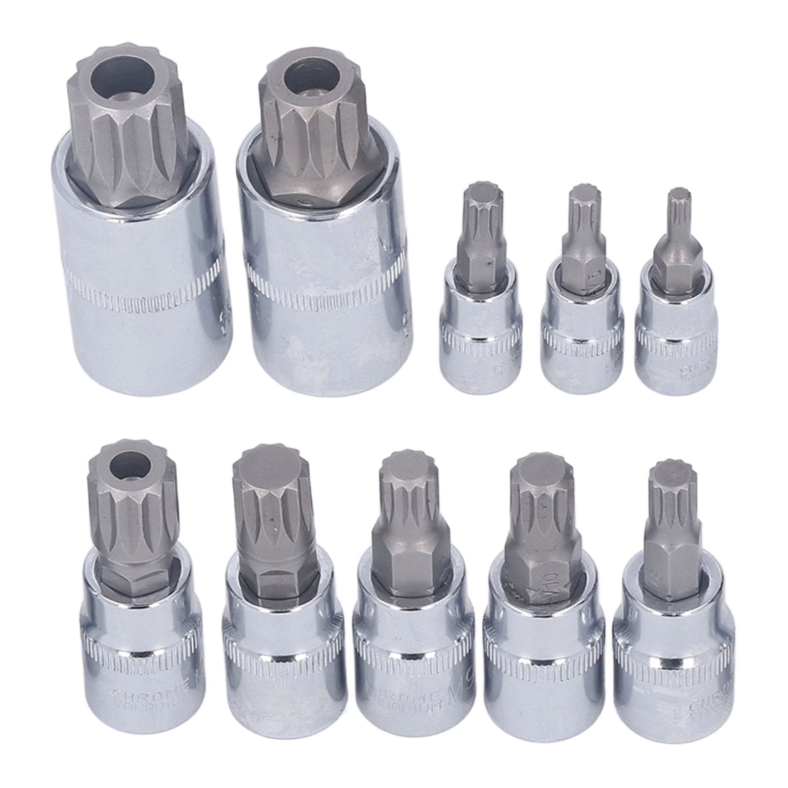 Spline Bit Socket Set, M4 To M18 Triple Square Spline Bit Socket