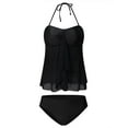 thumbnail image 4 of FASHIONWT Women Halter Neck Strap Mesh Stitching Tankini 2-Piece Set, 4 of 7