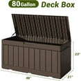 thumbnail image 2 of YKITRD 80 Gallon Deck Box, Waterproof Resin Outdoor Storage Box for Outside and Patio, Outdoor Storage Bench Lockable for Patio Furniture, Garden Tools and Pool Supplies (Brown, 80 Gallon), 2 of 6