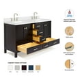 thumbnail image 3 of ARIEL Cambridge 61 Inch Espresso Bathroom Vanity Double Sink, Solid Wood, White Quartz Countertop, 1.5-Inch Edge, Rectangular Undermount Sinks, 4 Soft Closing Doors, 6 Drawers, 3 of 10