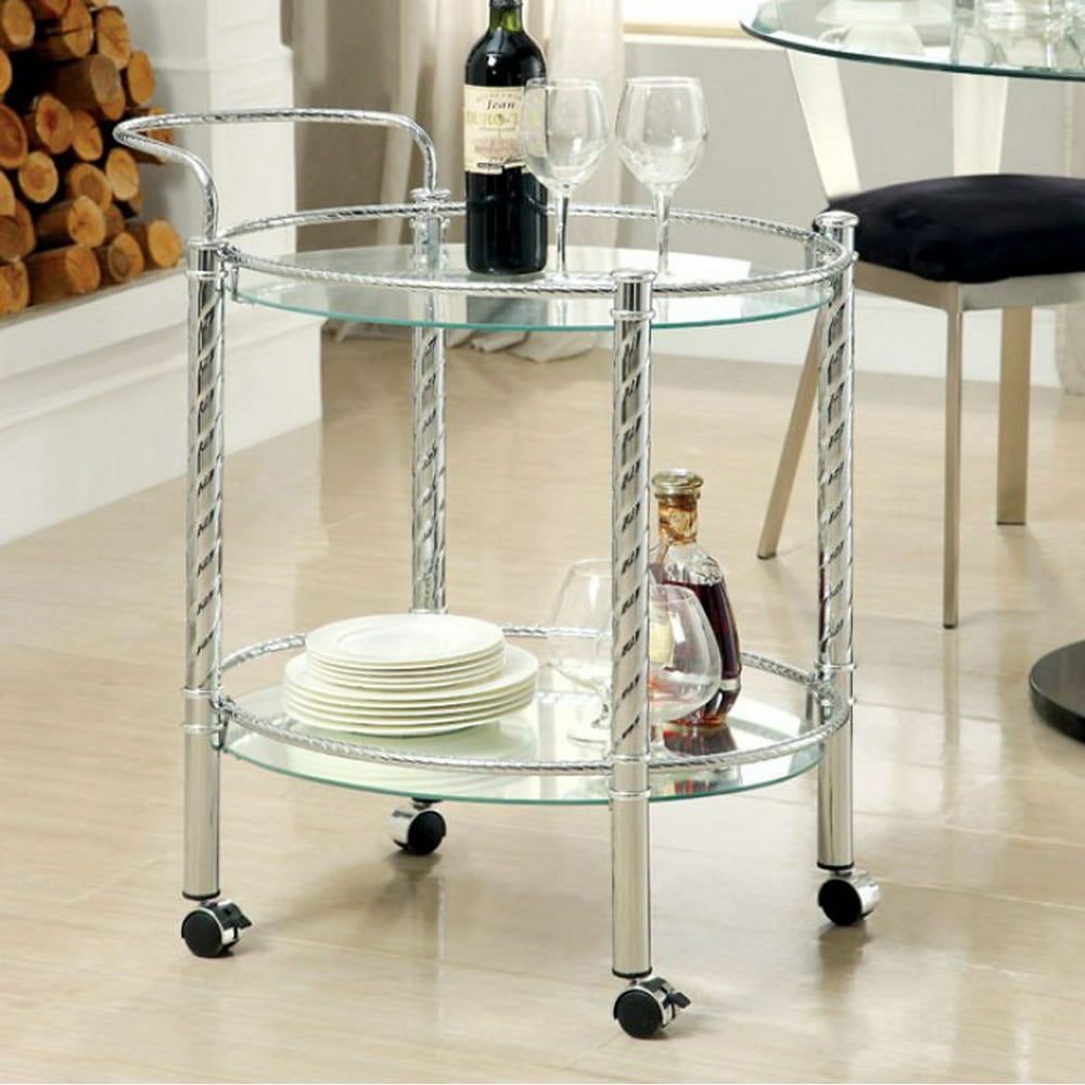 Contemporary Serving Cart In Chrome Finish - Walmart.com - Walmart.com