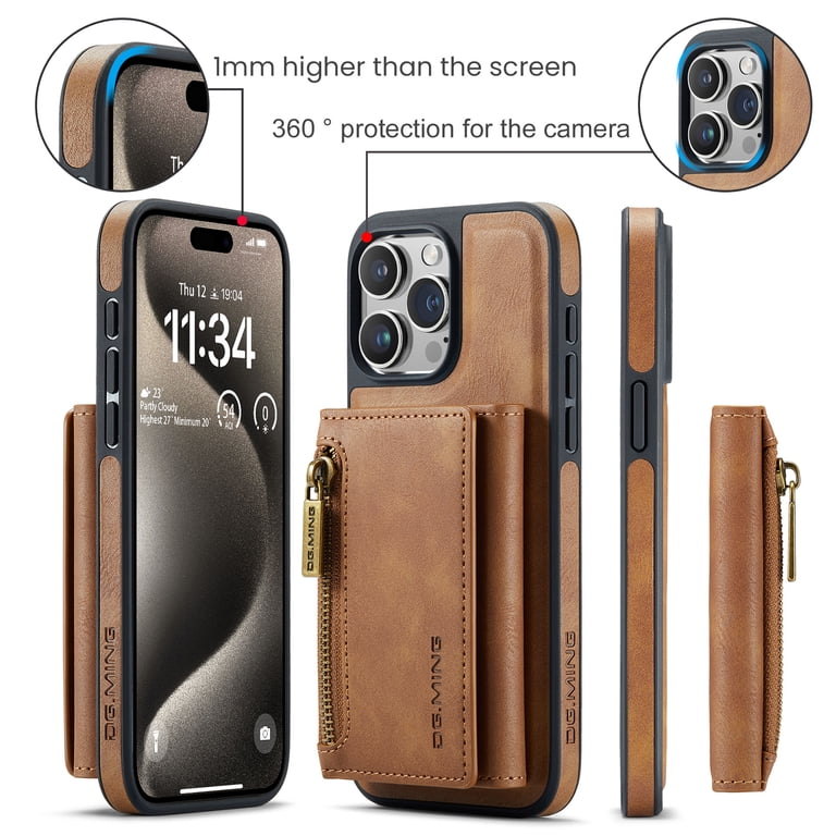 Detachable Magnetic 2 in 1 TPU Wallet Flip Case with Card Slot for iPhone 16 15 14 13 12 Mini 11 Pro Max XR XS X 8 7 Plus