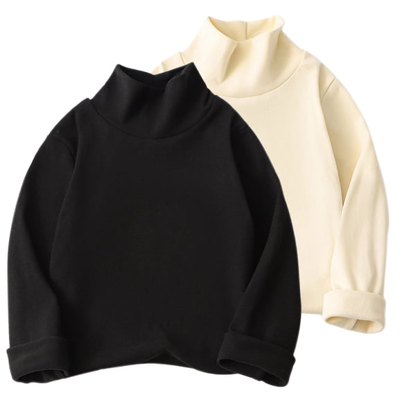cfhntfmh 2 Pack Infant Newborn Clothes Boys Girls Turtleneck Long Sleeve Soft Cotton T-Shirts Basic Warm Tee Tops