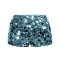 thumbnail image 5 of CIENVNSTG Women's Glitter Elastic Waist Sequin Shorts Sparkly Mini Party Bottoms for Themed Celebrations Stage Shows And Night Outfits Light Green Light Green S, 5 of 7