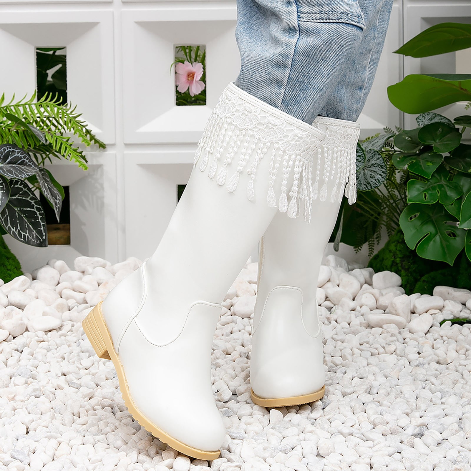 トップス bootlab NEWYORK CHEEZE SWEAT WHITE XL Tawop White Gogo Boots, Platform Mid Calf Zipper Boots, High