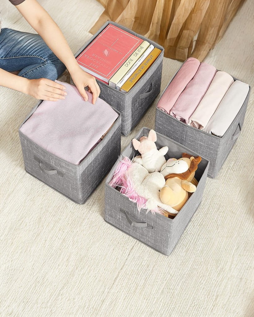6 Pack Storage Cubes 11-Inch Non-Woven Fabric Bins with Double Handles Closet Organizers for Shelves Gray